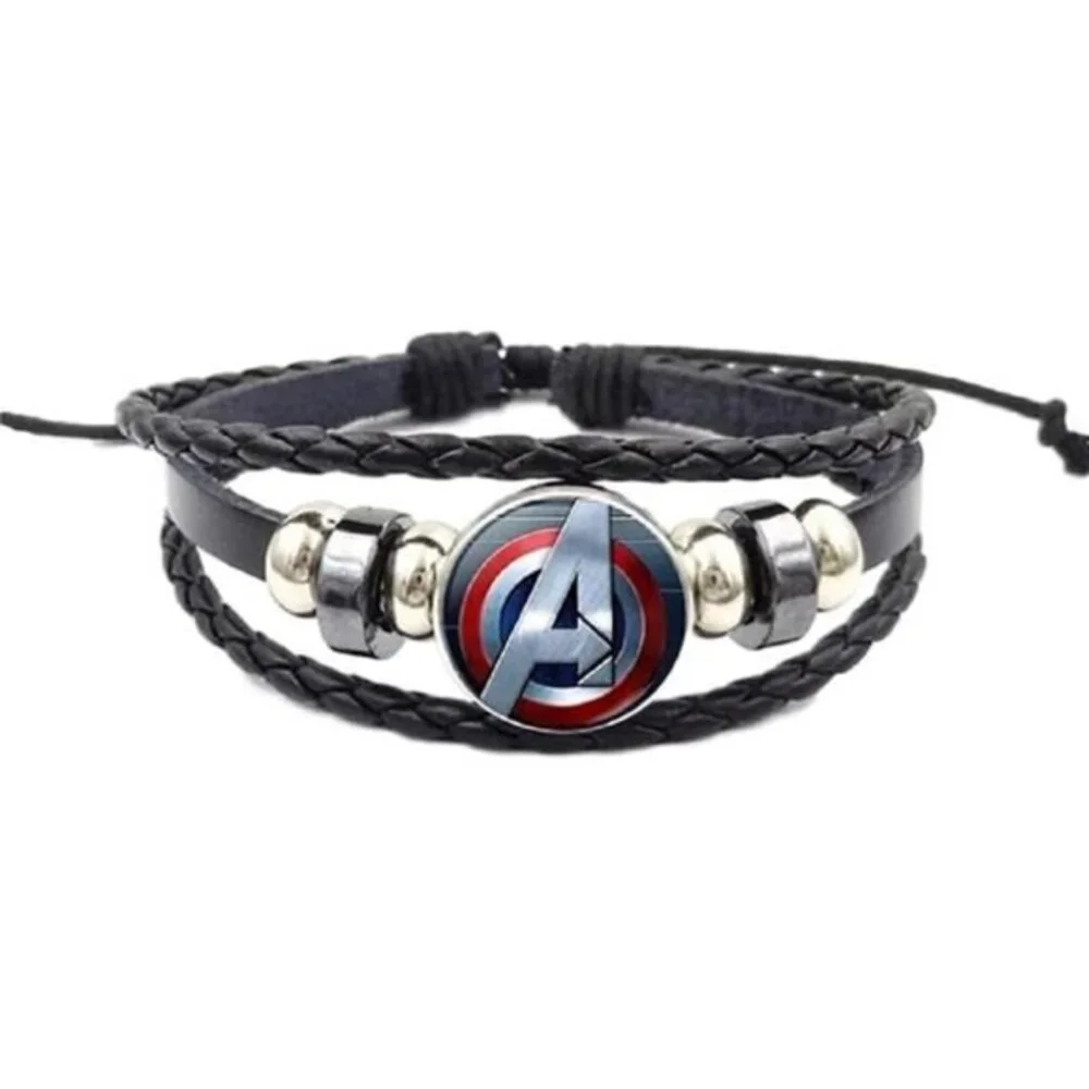 NEW MENS AND WOMENS MARVEL'S THE AVENGERS LOGO GLASS DOMED BRAIDED BRACELET
